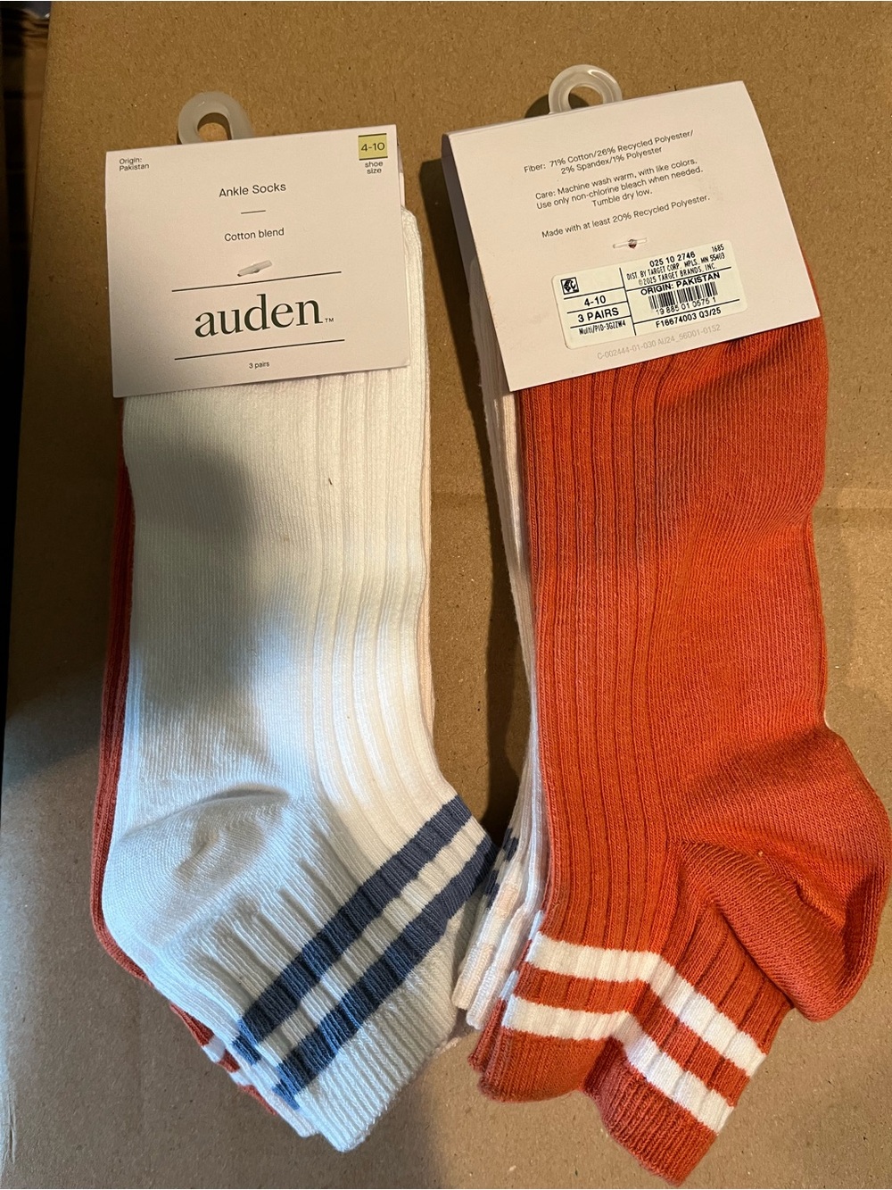 auden women Ankle Socks - White & Orange (3 Pack)